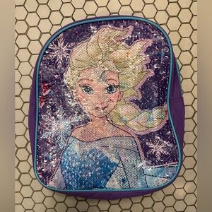 Toddler size Disney backpack 2 sided frozen Elsa Anna  flip sequin backpack